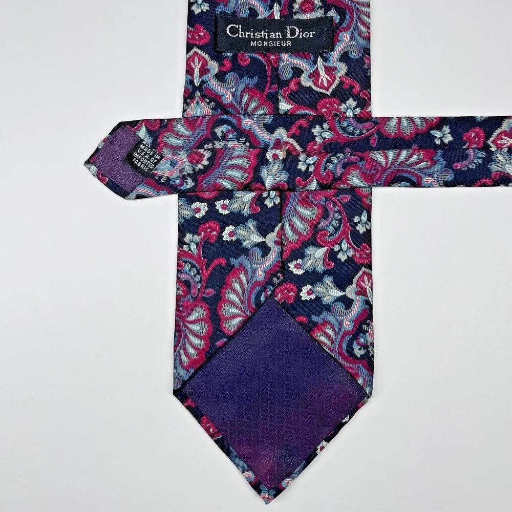 Christian‎ Dior Monsieur Silk Men's Necktie Black Paisley Made In USA